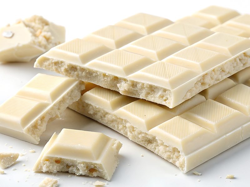 White chocolate, smooth and easy to shape after melting, adds rich milky flavor to your dessert